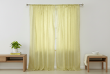 Cotton Eyelet Window Curtains Scalloped Sides (2 Piece Set) 42" Wide Panels - Yellow