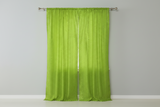 Cotton Eyelet Window Curtains Scalloped Sides (2 Piece Set) 42" Wide Panels - Lime Green