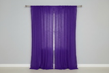 Cotton Eyelet Window Curtains Scalloped Sides (2 Piece Set) 42" Wide Panels - Purple