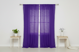 Cotton Eyelet Window Curtains Scalloped Sides (2 Piece Set) 42" Wide Panels - Purple