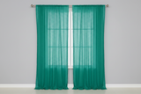 Cotton Eyelet Window Curtains Scalloped Sides (2 Piece Set) 42" Wide Panels - Teal