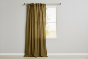 Faux Burlap Texture Polyester Solid Single Curtain Panel 58 Inch Wide - Dark Gold