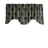 Poplin Damask Floral Scalloped Wave Window Valance 58" Wide / 20" Tall
