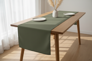 Poplin Table Runner Solid - Dark Sage