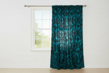 Flocking Damask Taffeta Window Curtain 56 Inch Wide - Blue Teal