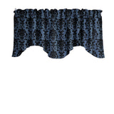 Poplin Damask Floral Scalloped Wave Window Valance 58" Wide / 20" Tall