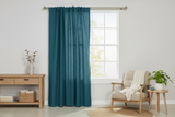 Faux Burlap Texture Polyester Solid Single Curtain Panel 58 Inch Wide - Dark Turquoise