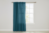 Faux Burlap Texture Polyester Solid Single Curtain Panel 58 Inch Wide - Dark Turquoise