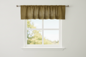 Faux Burlap Window Valance 58" Wide with Pleated Ruffles - Dark Gold