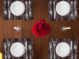 Poplin Damask Floral Dinner Table Placemats Holiday Home Decoration 13" x 19" (Pack of 4)