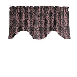 Poplin Damask Floral Scalloped Wave Window Valance 58" Wide / 20" Tall