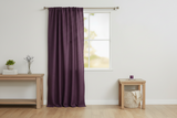 Faux Burlap Texture Polyester Solid Single Curtain Panel 58 Inch Wide - Eggplant