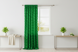 Satin Rosette 3D Pop up Flower Single Curtain Panel 54 Inch Wide - Emerald Green