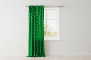 Satin Rosette 3D Pop up Flower Single Curtain Panel 54 Inch Wide - Emerald Green