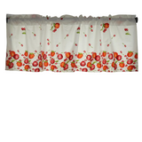 Cotton Window Valance Fruits Print 58 Inch Wide Falling Apples and Cherries - White