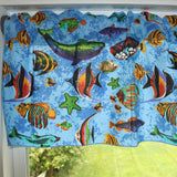 Cotton Window Valance Animal Print 58 Inch Wide Fish Aquarium