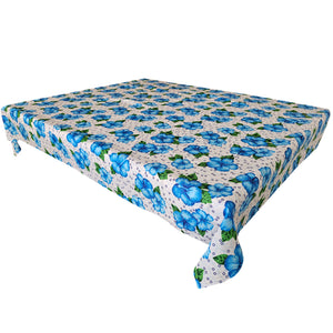 Cotton Tablecloth Floral Large Lilies - Blue