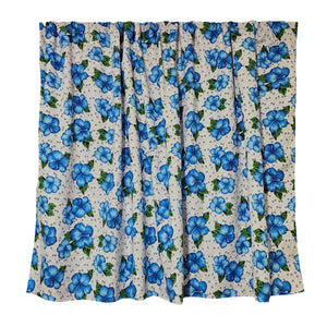 Cotton Curtain Floral Print 56 Inch Wide Large Lilies - Blue