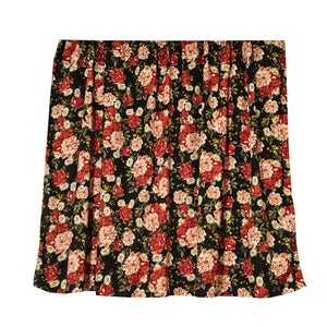 Cotton Curtain Floral Print 56 Inch Wide Roses Allover - Red on Black