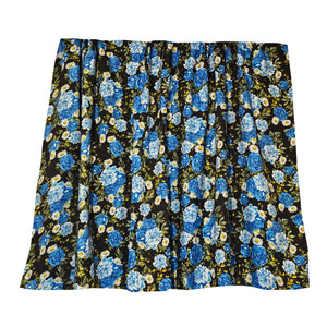 Cotton Curtain Floral Print 56 Inch Wide Roses Allover - Blue on Black