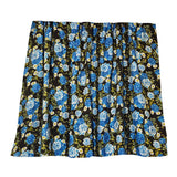Cotton Curtain Floral Print 56 Inch Wide Roses Allover - Blue on Black