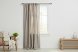 Faux Burlap Texture Polyester Solid Single Curtain Panel 58 Inch Wide - Frosted Wheat
