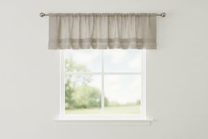 Faux Burlap Window Valance 58" Wide with Pleated Ruffles - Frosted Wheat