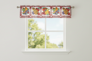 Cotton Window Valance Fruits Print 58 Inch Wide Fruit Bundle - White