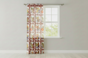 Cotton Curtain Fruits Print 58 Inch Wide Fruit Bundle - White