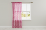 Poplin Gingham Checkered Window Curtain 56 Inch Wide - Fuchsia