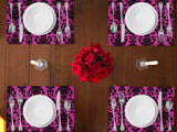 Poplin Damask Floral Dinner Table Placemats Holiday Home Decoration 13" x 19" (Pack of 4)
