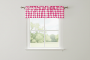 Cotton Gingham Checkered Window Valance 58" Wide - Fuchsia