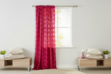 Satin Rosette 3D Pop up Flower Single Curtain Panel 54 Inch Wide - Fuchsia