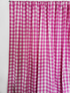 Cotton Gingham Checkered Curtain Fuchsia 58 Inch Wide