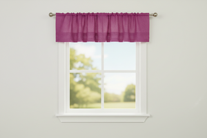 Faux Burlap Window Valance 58" Wide with Pleated Ruffles - Fuchsia