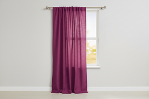 Faux Burlap Texture Polyester Solid Single Curtain Panel 58 Inch Wide - Fuchsia