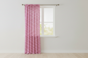 Cotton Curtain Zig-zag Chevron Print 58 Inch Wide - Fuchsia