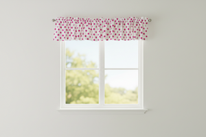 Cotton Window Valance Polka Dots Print 58 Inch Wide - Fuchsia on White