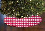 Poplin Tavern Gingham Checkered Floral Tree Skirt Christmas Decoration 58" Round Skirt