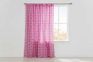 Cotton Gingham Checkered Curtain 58 Inch Wide - Fuchsia