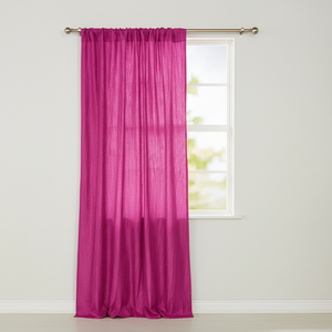 Crinkle Taffeta Crushed Pattern Single Curtain Panel 54 Inch Wide - Fuchsia