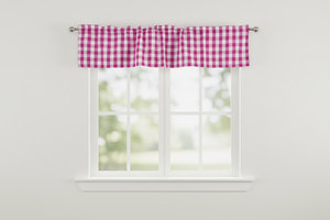 Poplin Gingham Checkered Window Valance 58" Wide - Fuchsia