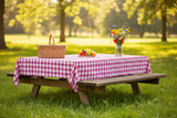 Cotton Gingham Checkered Tablecloth - Fuchsia