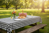 Cotton Gingham Checkered Tablecloth - Black