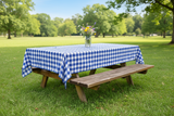 Cotton Gingham Checkered Tablecloth - Royal Blue