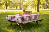 Cotton Gingham Checkered Tablecloth - Burgundy
