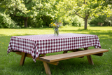 Cotton Gingham Checkered Tablecloth - Burgundy