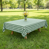 Cotton Gingham Checkered Tablecloth - Hunter Green