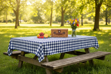 Cotton Gingham Checkered Tablecloth - Navy