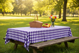 Cotton Gingham Checkered Tablecloth - Purple